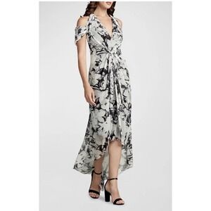Tadashi Shoji High Low Cold Shoulder Dress Sz 2 Floral Elegant Romantic Ethereal